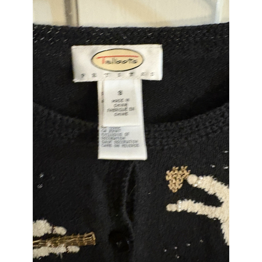 Vintage Button Up Cardigan Sweater Black Angels Embroidery Beaded P Sm - Picture 4 of 10